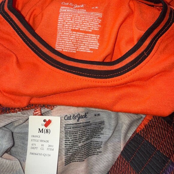 Cat & Jack Kids Halloween Pajama Set Creepy Crew Orange/Black M(8) Sleepwear - Picture 6 of 8